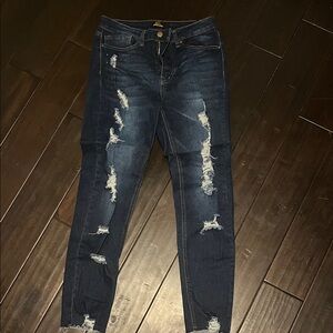 Distressed Blue Jeans